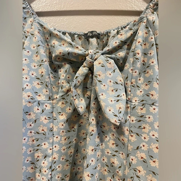 LiIy Rose Mint Green Long Sleeve Ditsy Floral Dress Size Juniors Large - Picture 2 of 10